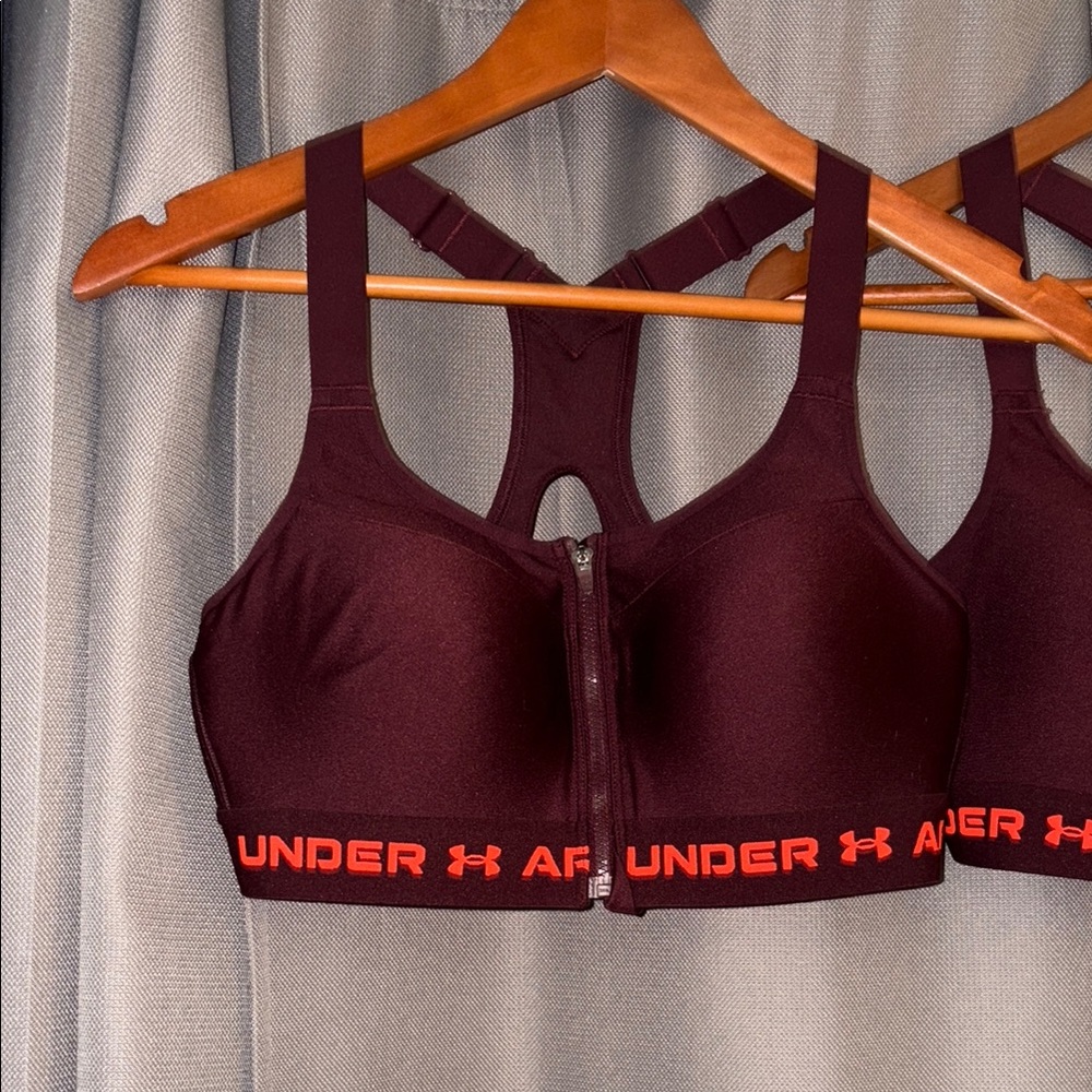 Under Armour Burgundy Sports Bra with Red Accents